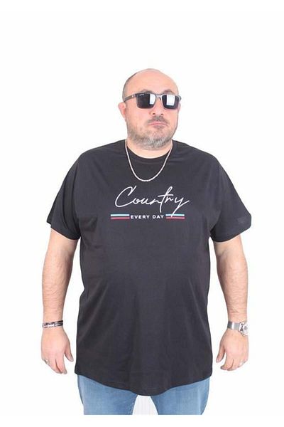 Starbattal Ανδρικό T-Shirt μεγάλου μεγέθους 0 λαιμόκοψη - ΜΑΥΡΟ
