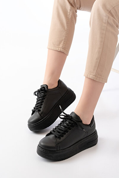 Merve İzmirli Pantofi de damă, negri, cu talpă înaltă, cu șireturi, pantofi s...