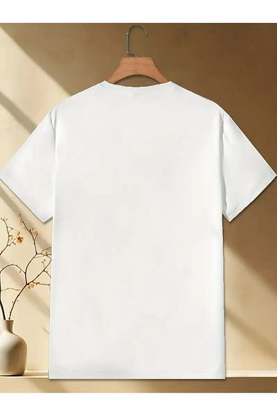 AMMA Unisex White Palm Printed Oversize 100% Cotton T-Shirt