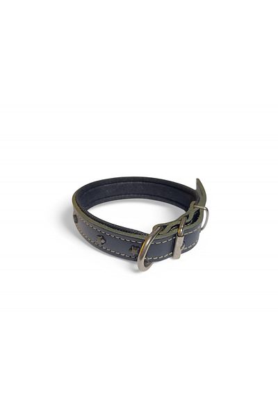 PACOPET Leather Soft Textured Genuine Leather Dog Collar with Star Buckle 55 cm