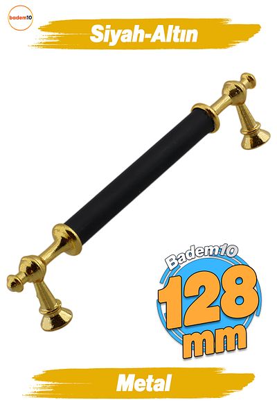 Badem10 Melis (128 mm - 12,8 cm) Mobilier din metal auriu negru Sertar de bucătărie Dulap dulap Mâner Mâner
