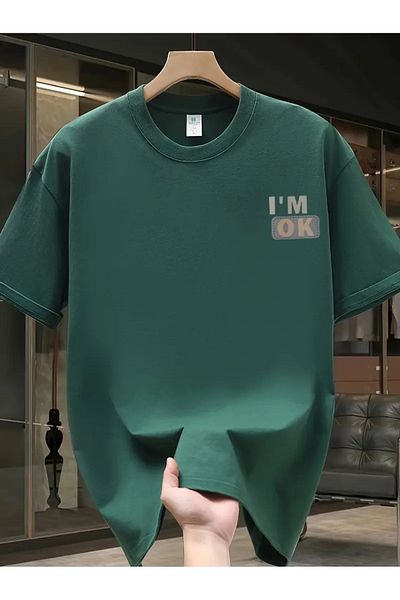 AMMA Unisex I'M Ok Printed Oversize 100% Cotton T-Shirt