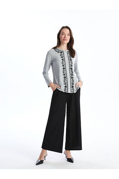 LC Waikiki Pantaloni de damă texturați cu talie elastică