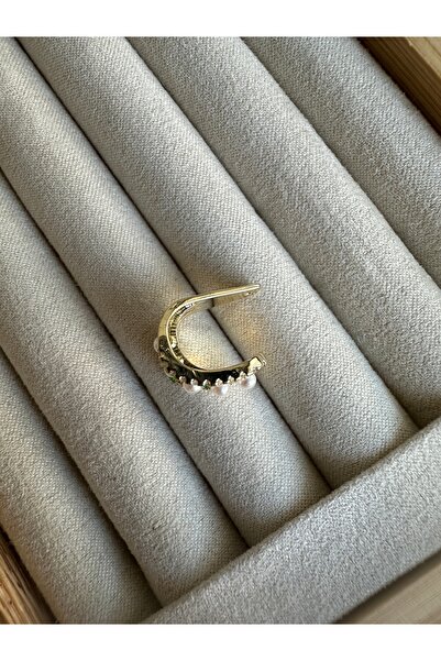 ringbox İncili Zümrüt Taşlı Kıkırdak Küpe Earcuff