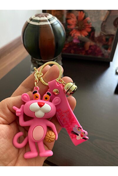 Tasarım Pembe Panter Figürlü Büyük Boy Silikon Anahtarlık