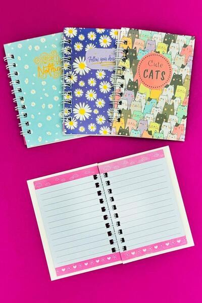 Patladı Gitti Mini 4-Piece Colorful Patterned Spiral Notebook