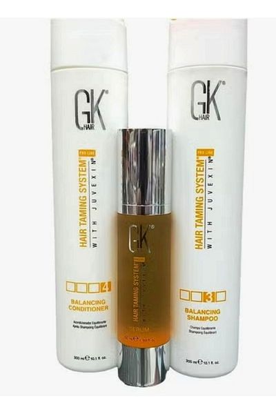 GK HAIR GK Hair Set: Shampoo & Conditioner 300ml & Serum 50ml, Rebalances damaged hair and is sulfate free.