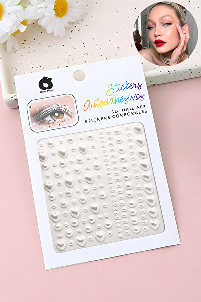 BearPear Kalp Figürlü İnci Make Up Face Gems Yüz Makyaj Taşı