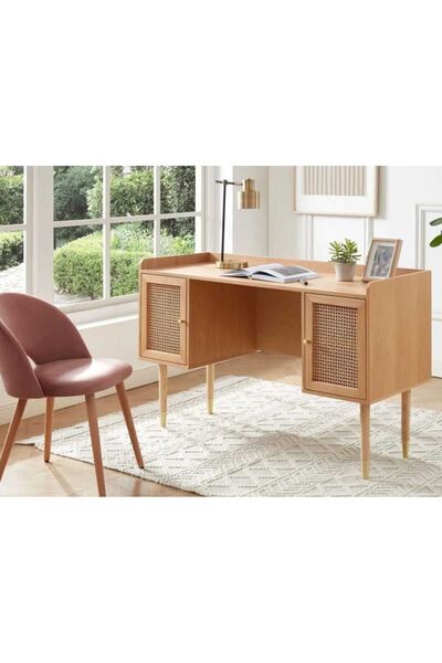 Genel Markalar doğal ahşap hazeranlı çalışma masası