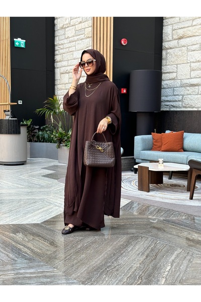 Parçalı yırtmaçlı tunik & pantolon takım