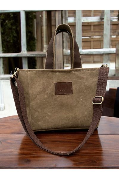 Nuggita Mini Size Magnetic Waxed Canvas Mink Color Handbag / Cross Strap