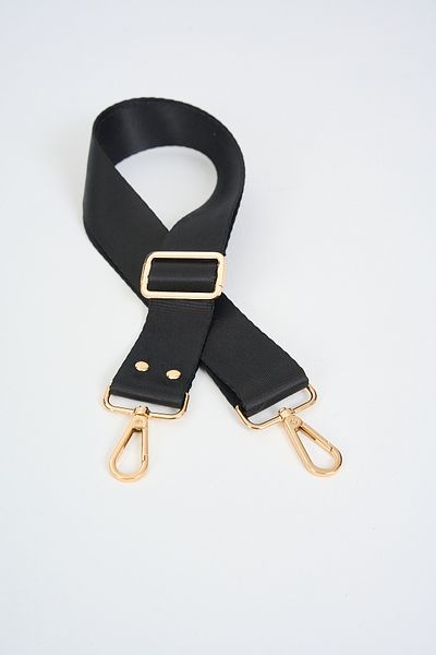 MUTE BAG Μαύρη μαύρη λαβή τσάντας με ρυθμιζόμενη λεπτομέρεια χρυσού συρραπτικού (ΠΟΛΥΕΣΤΕΡΗΣ) 110 cm Π: 4 cm