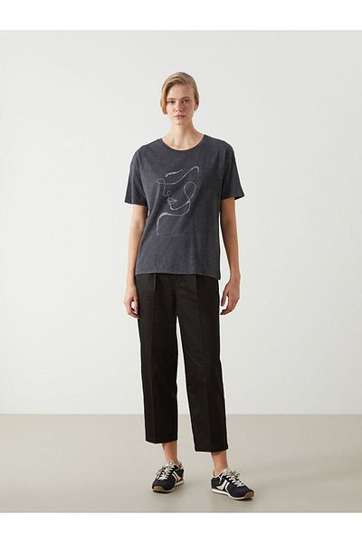 LC Waikiki Tricou de damă cu strasuri cu decolteu rotund de sezon nou - S57236Z8