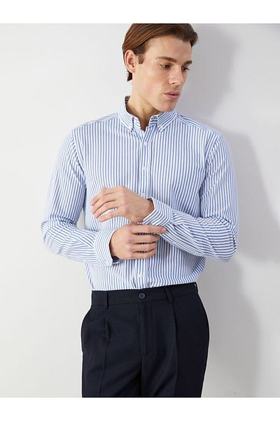 LC Waikiki Slim Fit Long Sleeve Striped Men's Shirt