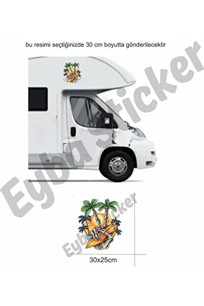 EYBA STİCKER طباعة ملونة لملصق قافلة التخييم لركوب الأمواج على شكل نخلة مع خي...