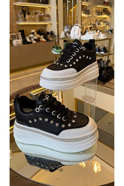 KRISTE BELL İthal Yüksek Taban Taş Zımbalı Bağcıklı Ayakkabı