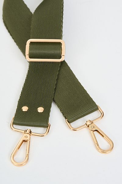 MUTE BAG Dark Green Matcha Bag with Adjustable Handle Gold Detail (Polyester) 110 cm W:4 cm