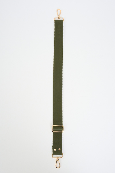 MUTE BAG Matcha Dark Green Bag with Adjustable Handle and Gold Staple Detail (Polyester) 110 cm W:4 cm