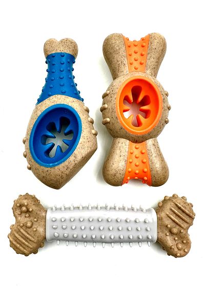 Tasma Market 3Pcs Large Breed Bone and Chicken Leg Durable Dog Bite Toy Set XL
