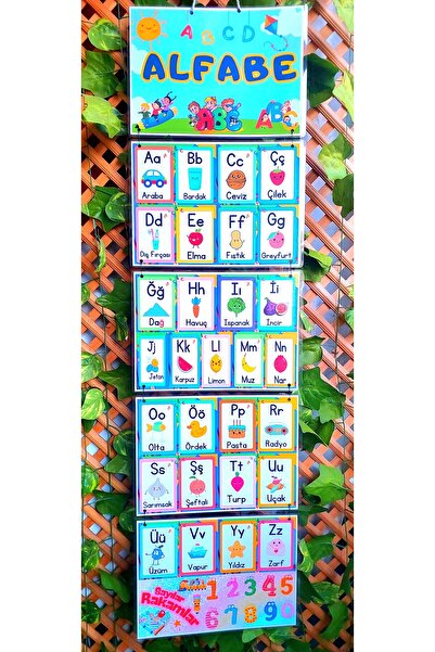 Kozalak Tasarım Alfabe Afişi Okul ve Sınıflar  için Pvc kaplı  Dayanıklı 5 pa...