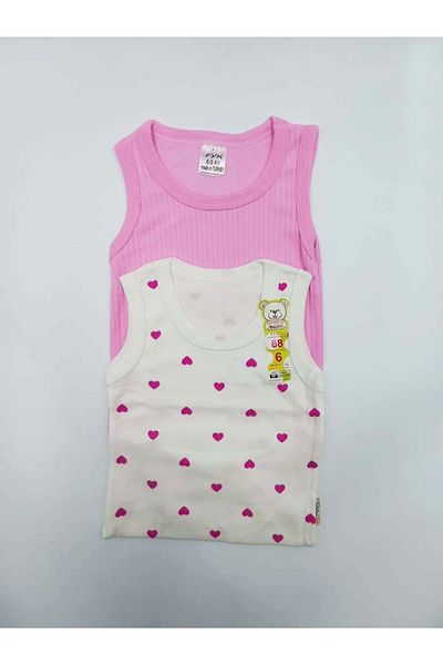 BABYİBO Baby Girl 2 Pieces 100% Cotton Summer Strap Snap Fastener Bodysuit Bodysuit