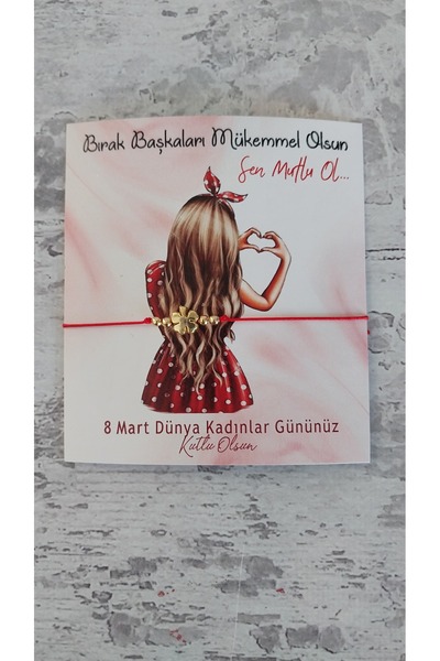 ATÖLYEM BURADA 5 adet Kadınlar Günü Bileklik Kart( Poşetli)