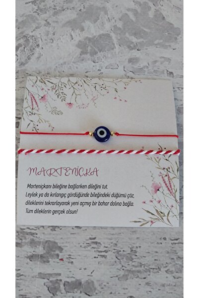 ATÖLYEM BURADA 10 adet Nazar Boncuklu Marteniçka Bileklik kartlı ve poşetli