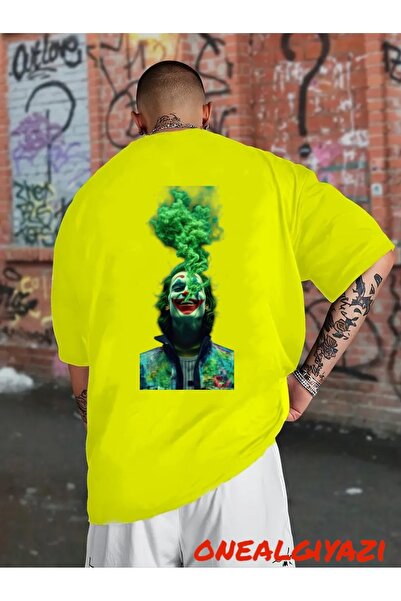 oneagılyazı Joker Green Smoke Back Printed Oversize T-Shirt
