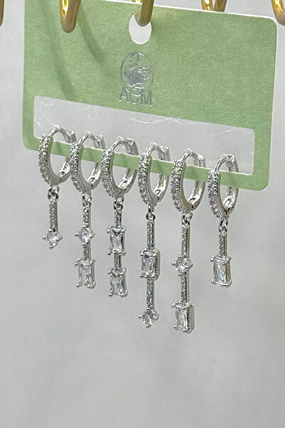 DEMOKAN أقراط نسائية مستوردة من سلسلة الزركون الكاملة مكونة من 6 أقراط متدلية...