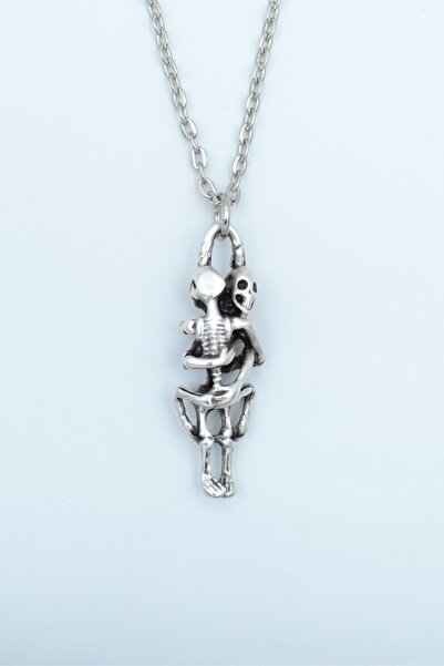 Bu Farklı Sarılan İskelet Gümüş Kaplama Düz Zincir Kolye