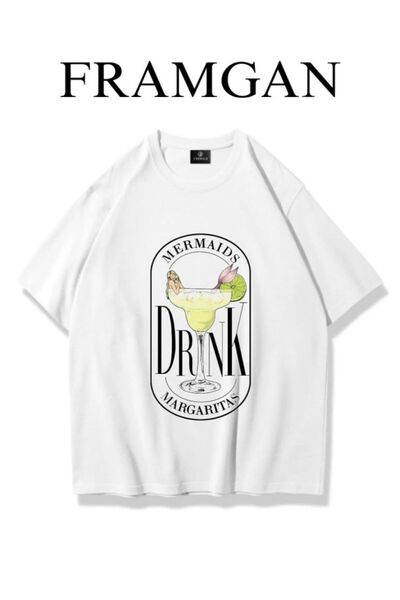 Framgan تي شيرت أبيض مطبوع عليه كوكتيل نسائي