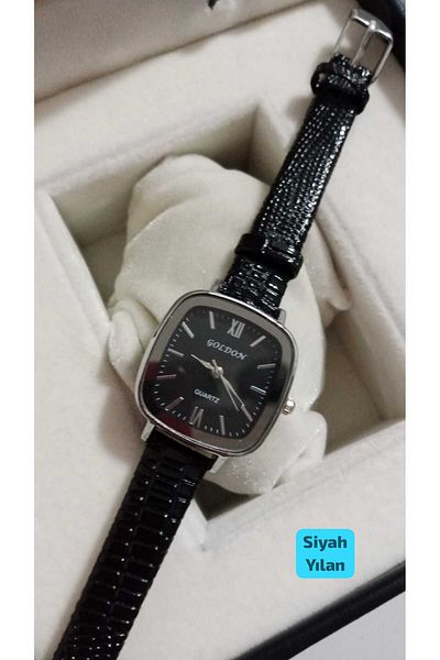 Brality Vintage Minimal Retro Women Wrist Watch Oval Model.. Black Dial.. Silver Case.. Black Cord...0099