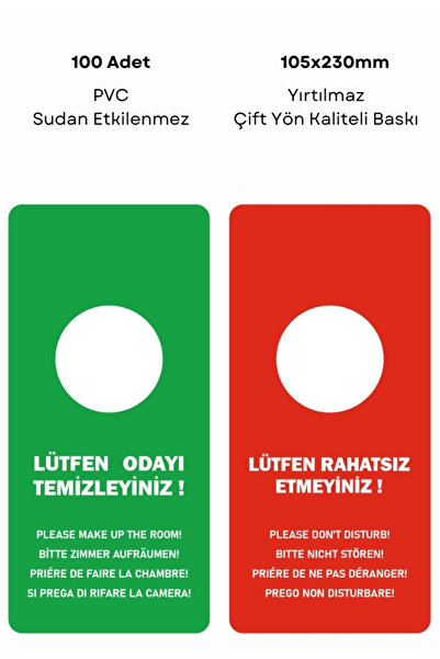 Sticksy 100 Adet PVC DND Çift Taraflı Kart Rahatsız Etmeyin Odayı Temizleyin ...