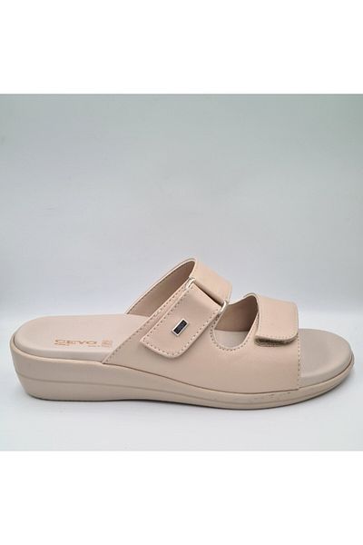 Ceyo 9863-1 Beige Color Anatomical Velcro Women's Slippers