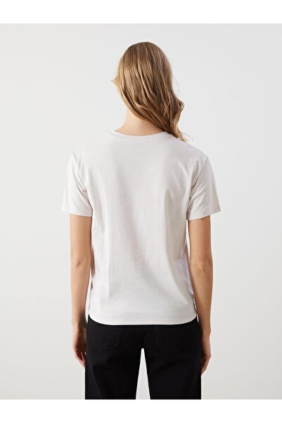 LC Waikiki Γυναικείο μπλουζάκι με στάμπα LCW Vision Crew Neck