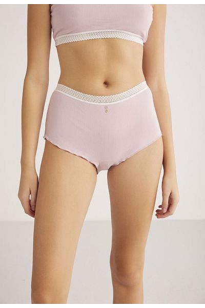 Kom Cotton Modal Fashion: Μεταξωτό ροζ σορτς και σλιπ