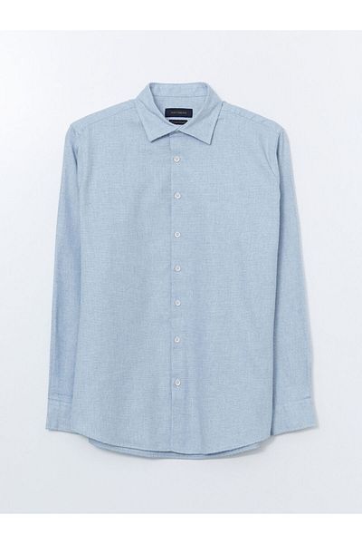 LC Waikiki Ανδρικό πουκάμισο με μακρυμάνικο Dobby SOUTHBLUE Regular Fit