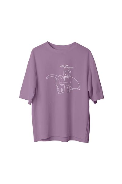npLStore Μπλουζάκι μεγάλου μεγέθους Unisex Dont Look Printed Oversize 100% βαμβακερό