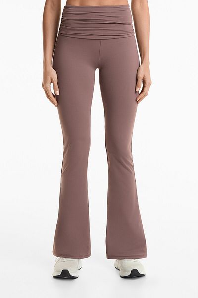 Oysho High rise Comfortlux flare trousers with gathered waist
