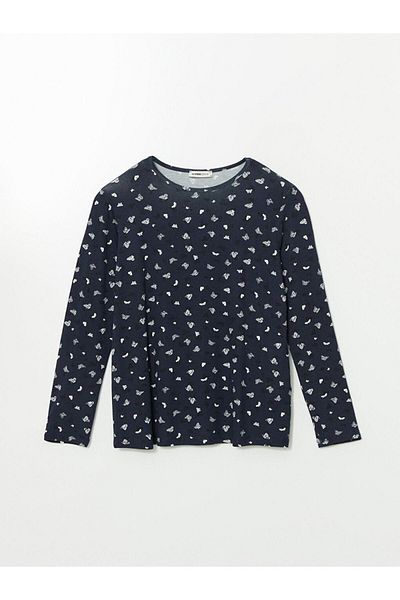 LC Waikiki LCW Grace Damen-T-Shirt mit Rundhalsausschnitt und Muster