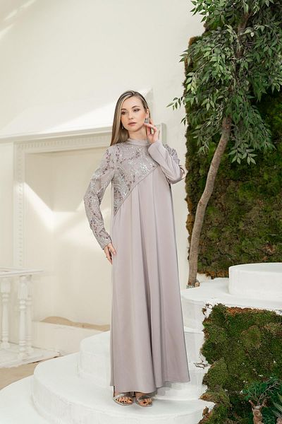 YAFA CLOTHING & ACCESSORIES Beige Sequined Dress