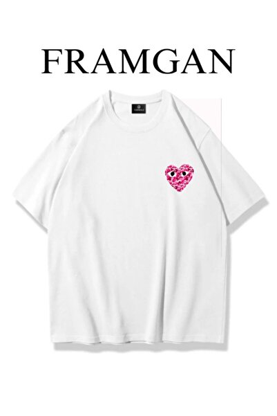 Framgan Tricou alb unisex cu imprimeu Bape Heart