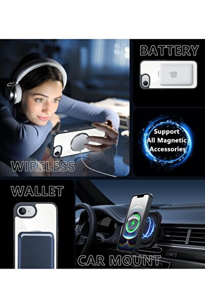 m.tk moveteck Apple iPhone 16E Case Black Impact Protection Back Transparent Magsafe Full Protection Cover