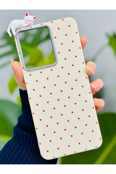 Go Aksesuar جراب سيليكون بتصميم قطة منقطة متوافق مع Redmi 13C مع لعبة