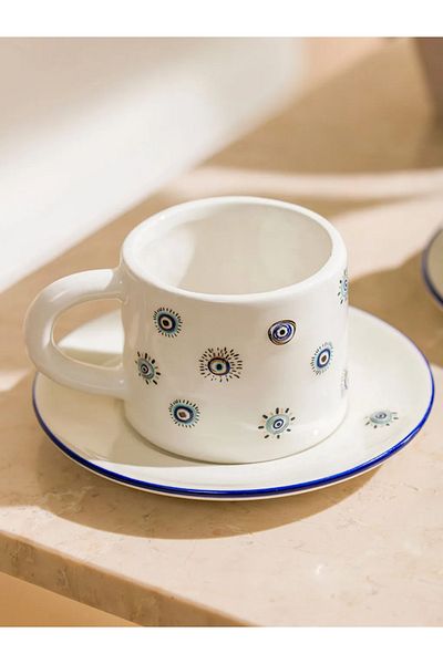 LC Waikiki Lcw Home Mixed Eye Printed 2-Person Porcelain Coffee Cup Set 100 ml