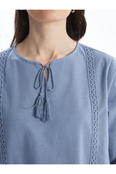 LC Waikiki Lcw Grace Women's Blouse with Lace-Up Collar Embroidery