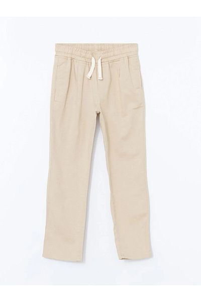 LC Waikiki Lcw Kids Beige Elastic Waist Linen Blended Boy's Trousers