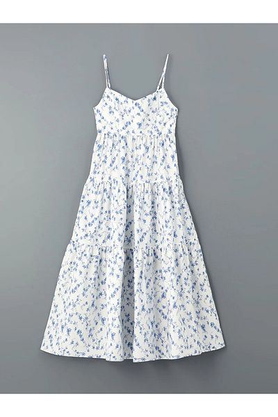 LC Waikiki Rochie de dama din popelin floral cu decolteu in V alb