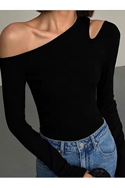 DarkellaStore Bluză crop cu decolteu pe umăr și cu deschidere pe umăr