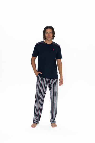 U.S. Polo Assn. Γνήσιο Αδειοδοτημένο New Season Ανδρικό μπλουζάκι με στρογγυλή λαιμόκοψη 3 τεμαχίων Σορτς πιτζάμα